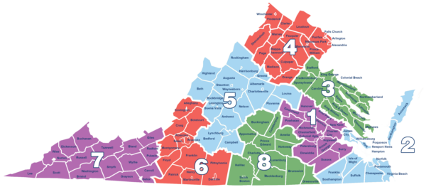 map of 8 regions of Virginia
